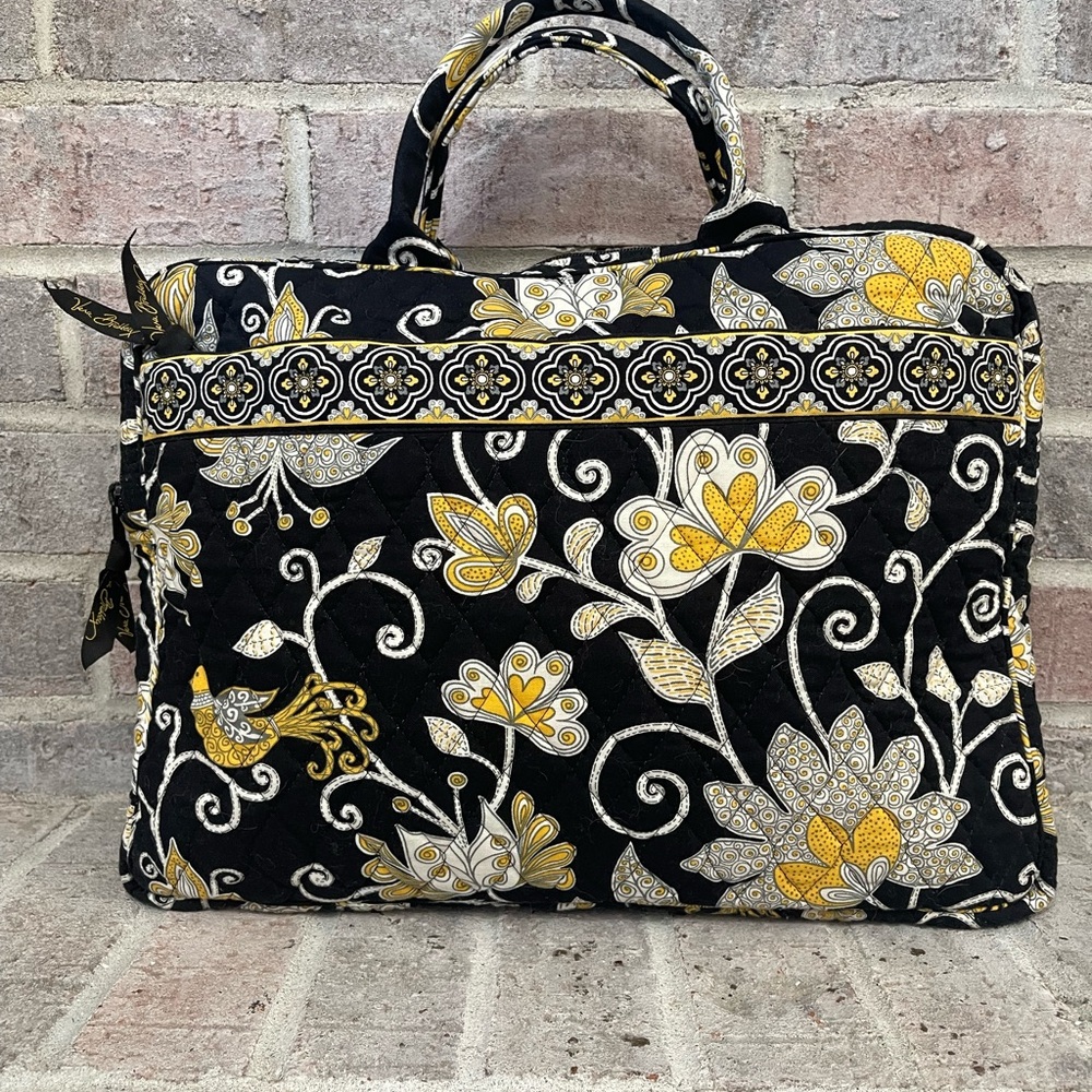 Vera Bradley Black and Gold Floral Laptop Bag